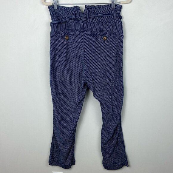 FREE People Paperbag Waist Pants Rumors Yarn Dye Blue Harem Size XS Bohemian - Picture 9 of 13